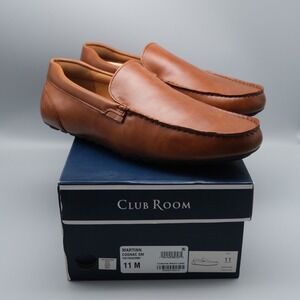 Club Room Martin Loafers Cognac Leather Slip On Men's Size 11M